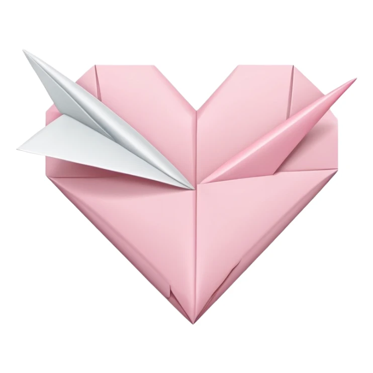 Pale pink classic heart and paper airplane sticker