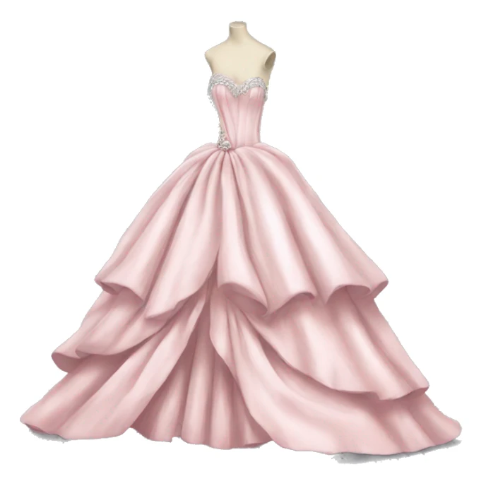 Light pink dress ball gown cascading bow beautiful silver details  sticker