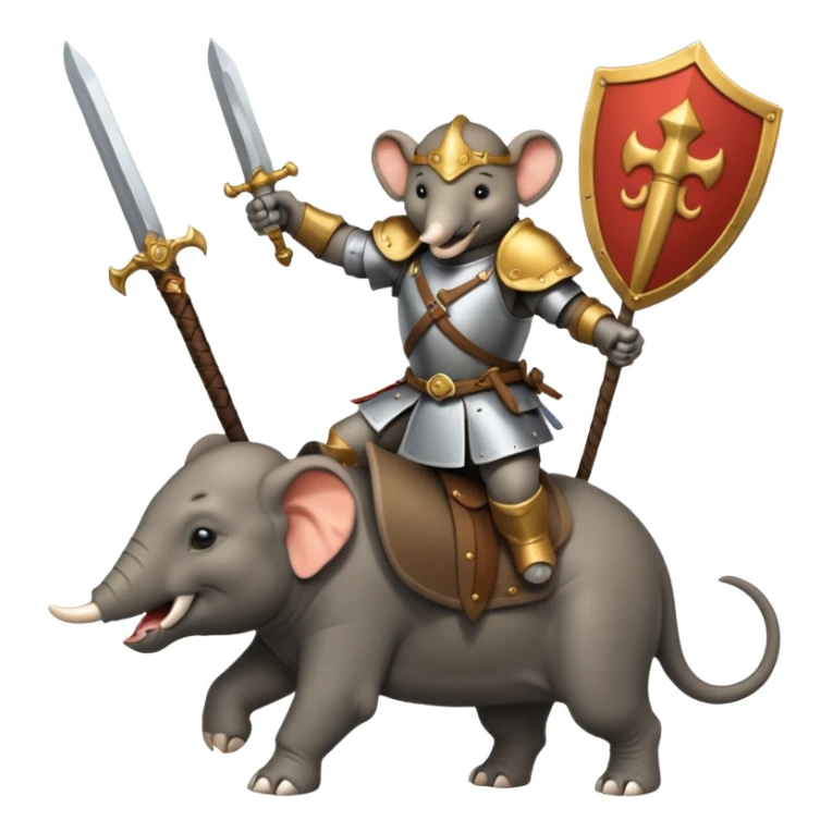 ELEPHENT KNIGHT WITH SHIELD AND SWORD RIDE ON THE RAT sticker