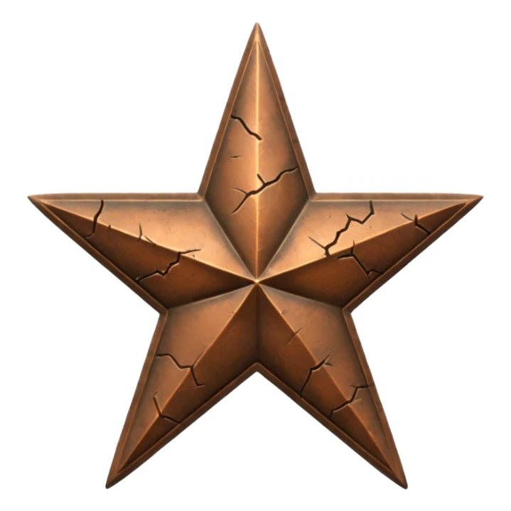 Concept: A single, bronze-colored military star (like a Bronze Star or a general's star) that is slightly faded or has a "crack" graphic running through it.

Color: Faded bronze or dark gold. sticker