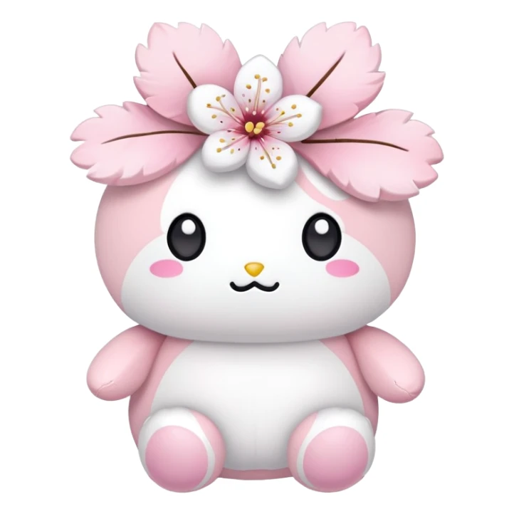 Cute Pastel pink and white Cherry Blossom Sakura Plushie sticker