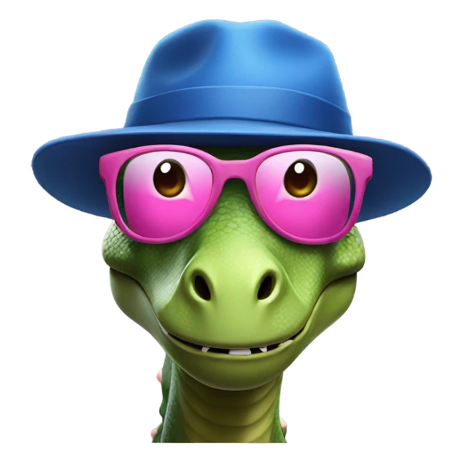 Dinosaur with blue hat and pink glasses sticker