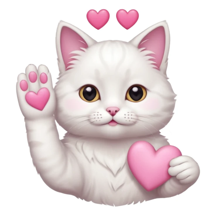 Cute white cat making heart shape with his hand above the head sticker