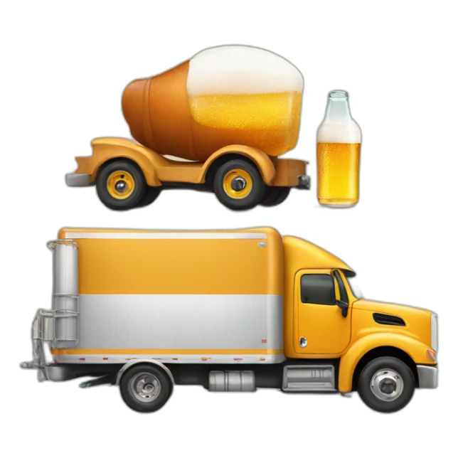 a truck with a trailer that looks like a beer sticker