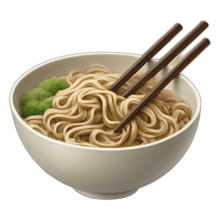 bowl of japanese buckwheat soba noodles with chopsticks sticker