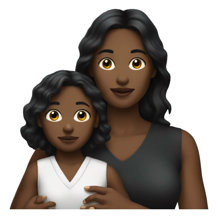 black haired white woman holding a black child sticker