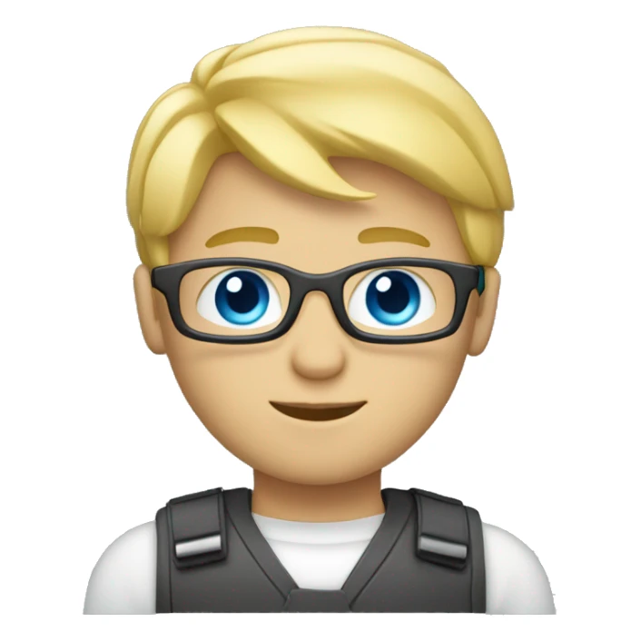 Male coder featuring a laptop. He has blonde hair, blue eyes, white skin. sticker