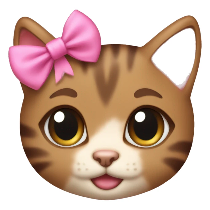Little brown female kitten with a pink bow in her head sticker