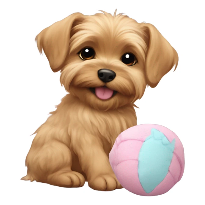 Yorki Puppy playing with a squishmallow stuffy  sticker