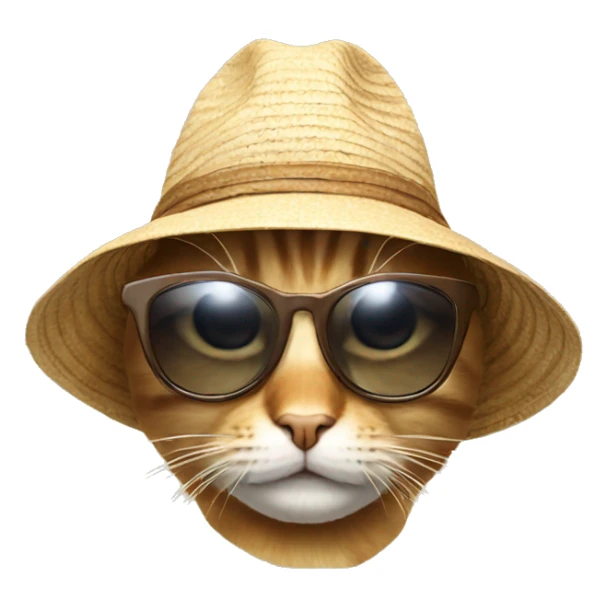 Cat wearing a sun hat and sun glasses sticker