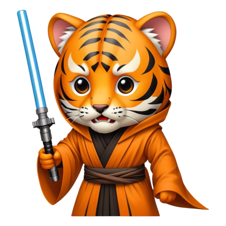 Star Wars tiger face with lightsaber and Jedi robe for Twitch emote sticker