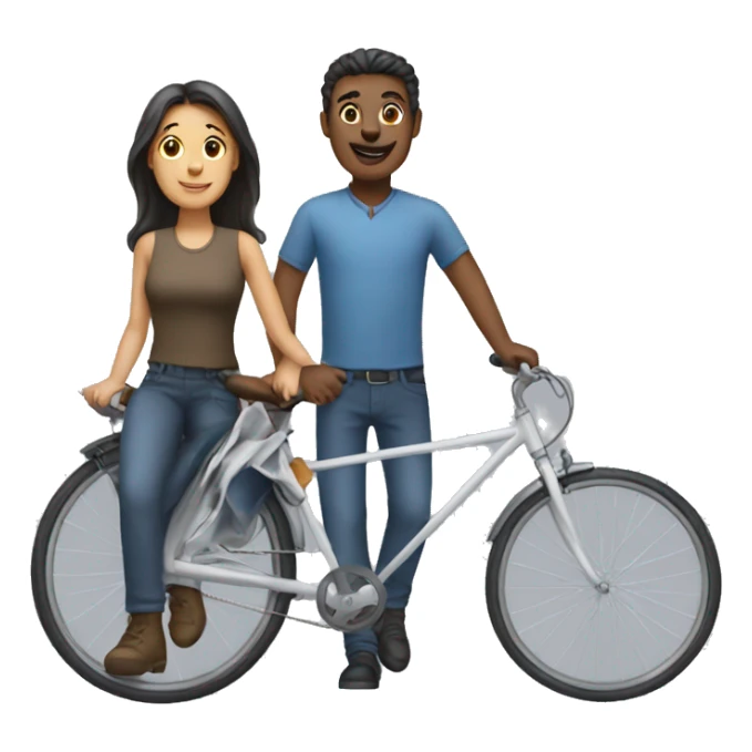 2 people one is male and one is female on a bicycle  sticker