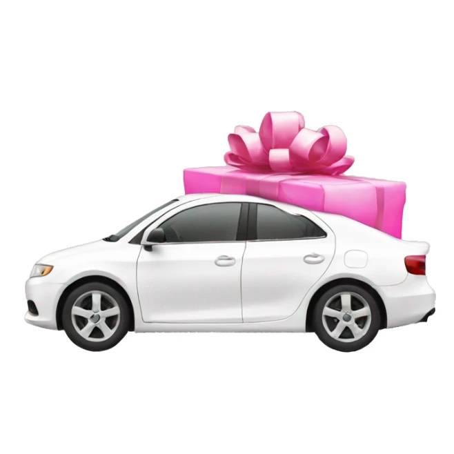 A white car with a pink Christmas three on it sticker