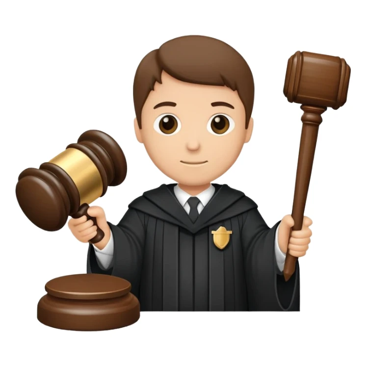 Wearing judge’s robe  holding a gavel  sticker