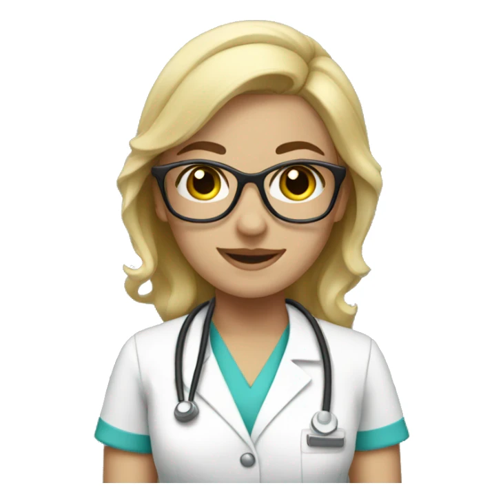 Blonde nurse with glasses sticker