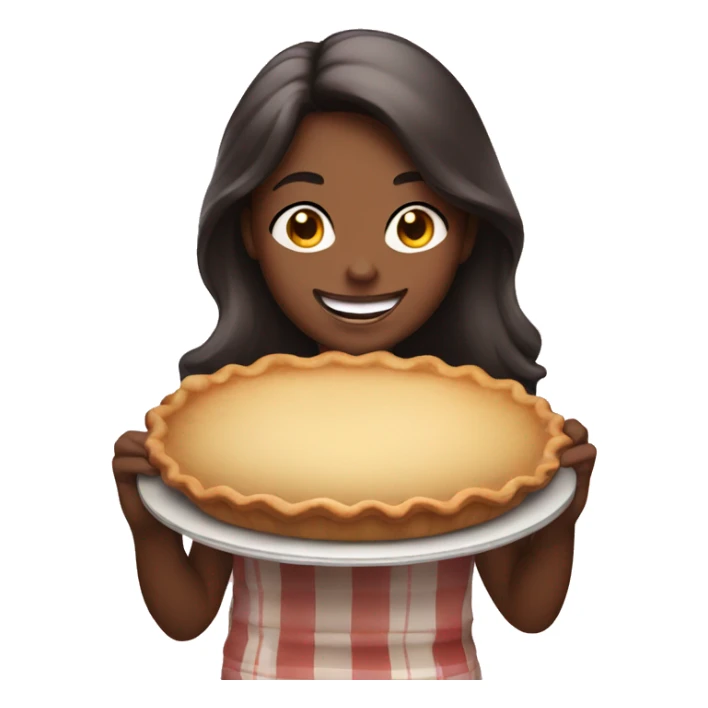 smiling girl holding pie indoors sticker