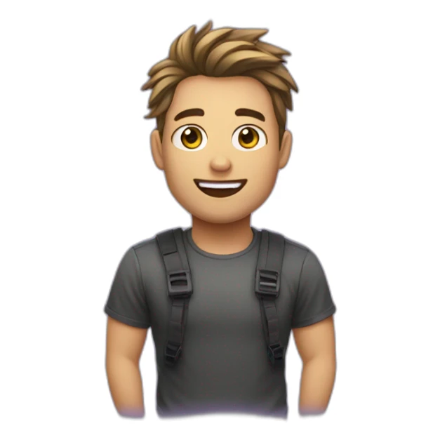 emoji de un chico con poco pelo haciendo stream de twitch sticker