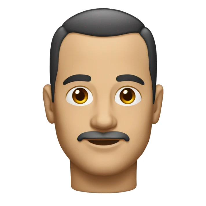 man with short haired slicked back, with receding widows peak hairline. sticker
