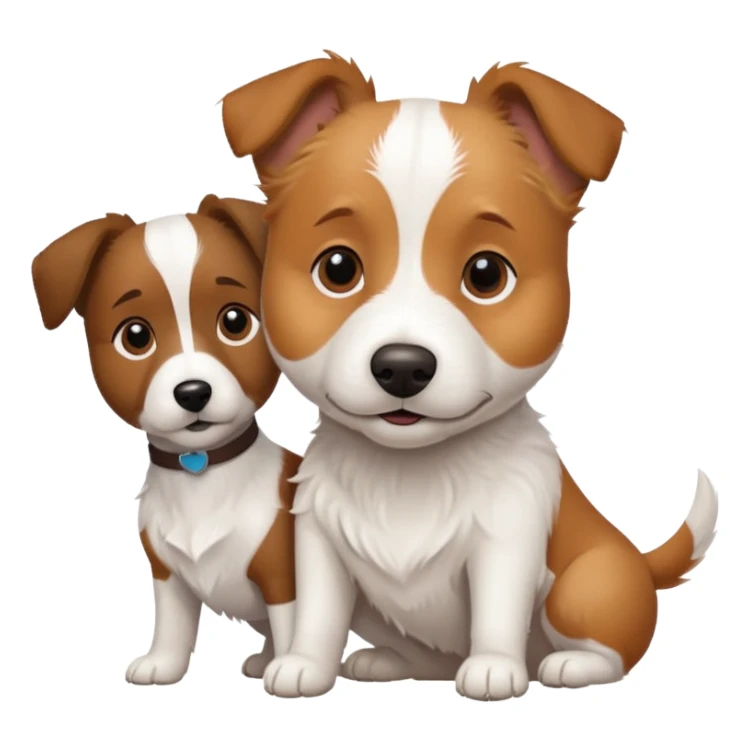 a white jack russell cross with a larger dog sticker