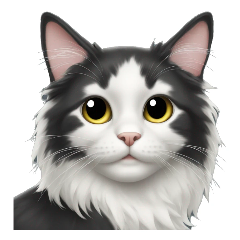 black cat domestic long-haired with white spot sticker