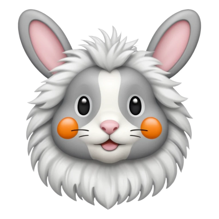 een grijs konijn met oren naar omlaag met een bloemetje sticker