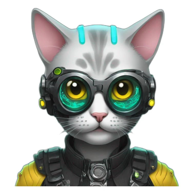 a cyberpunk cat wearing fancy dress sticker
