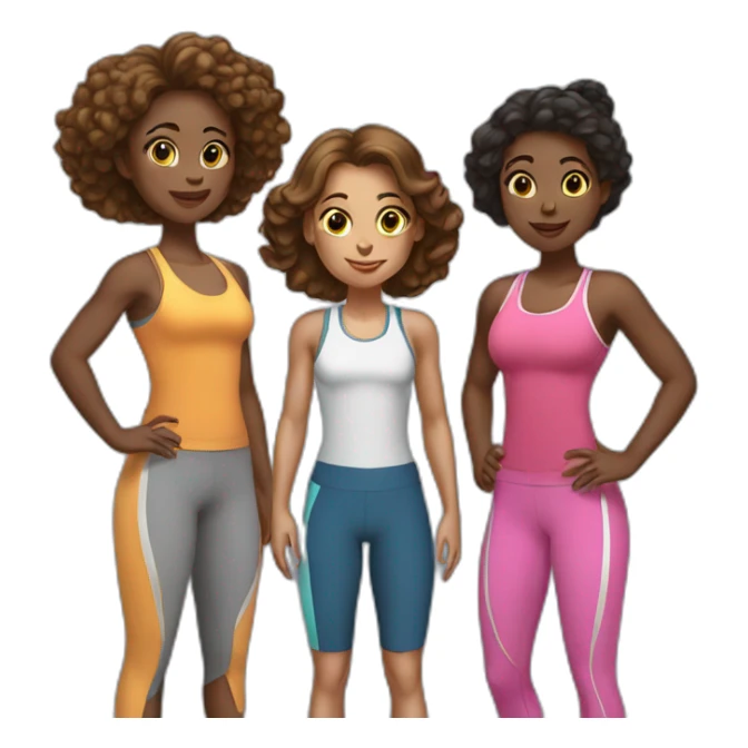 Three girls in gym attire  sticker