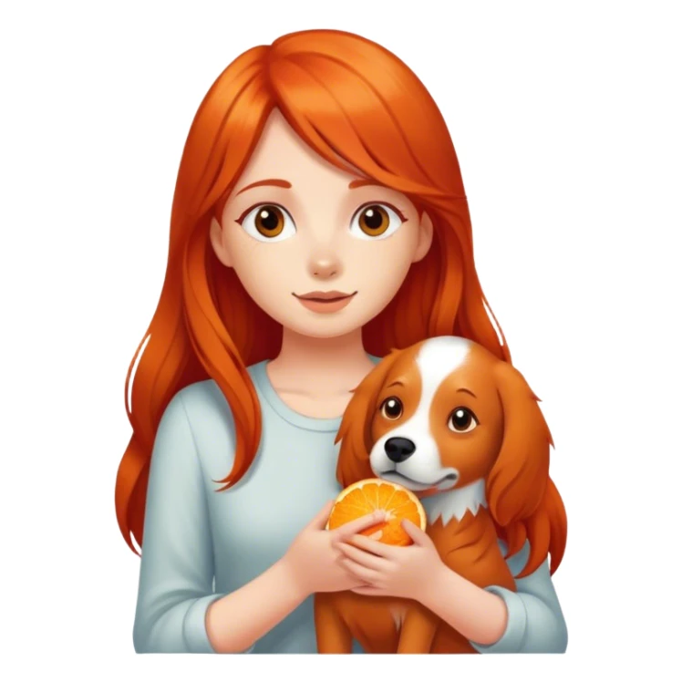 Red hair girl with long hair orange dog sticker