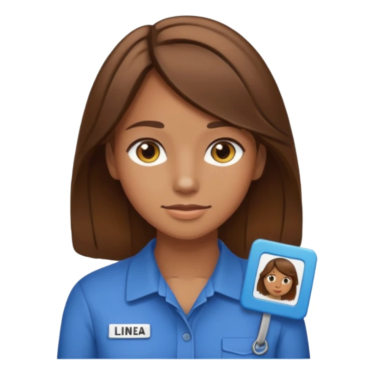 Give Linnea brown hair and a nametag that says Linnea sticker