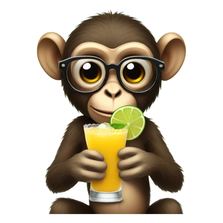 Monkey with heart glasses and a margarita sticker