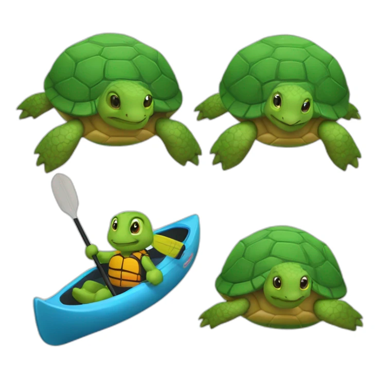 Une tortue qui fait du kayak sticker