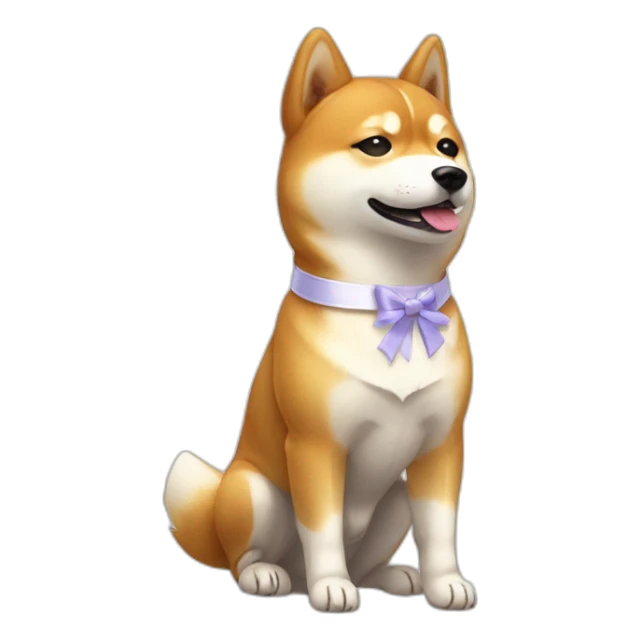 Shiba inu with one white ribbon on her neck sticker