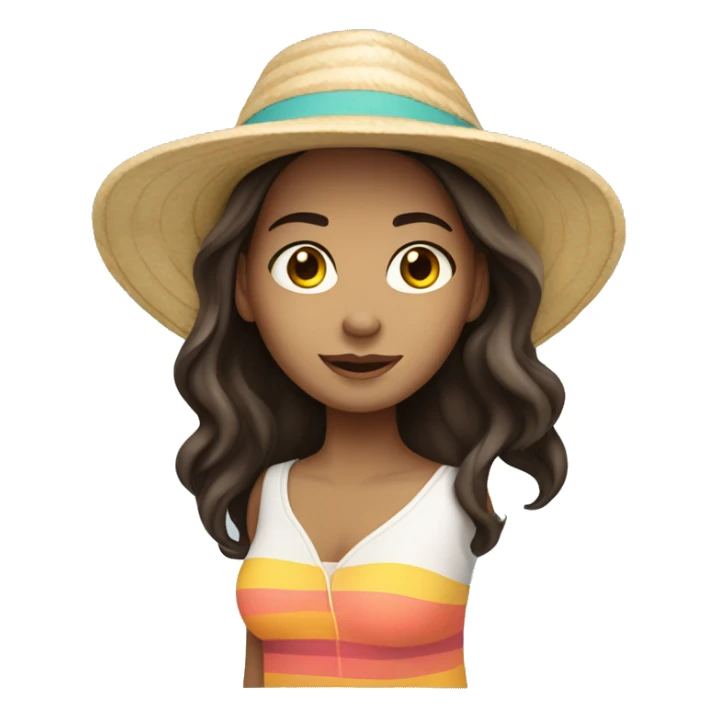 white skin long dark brown hair girl on vacation sticker