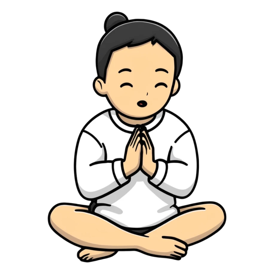 person on their knees begging with hands clasped together and pleading expression sticker