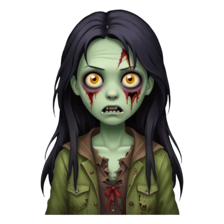 girl zombie with dark long hair sticker