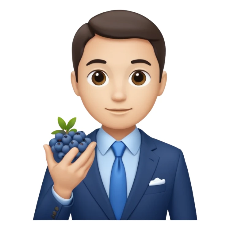blueberries with a person in a suit sticker