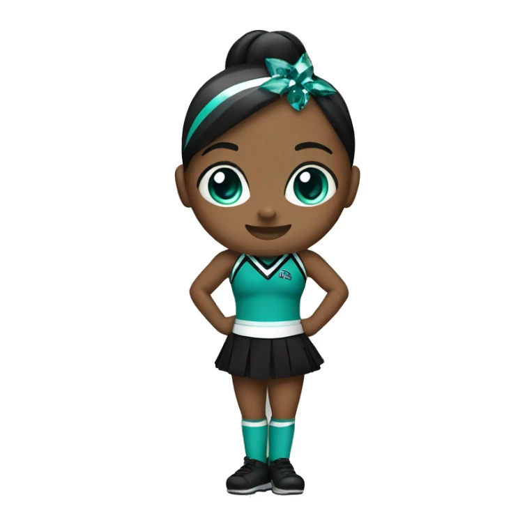 cheerleader in teal and black uniform with gems sticker