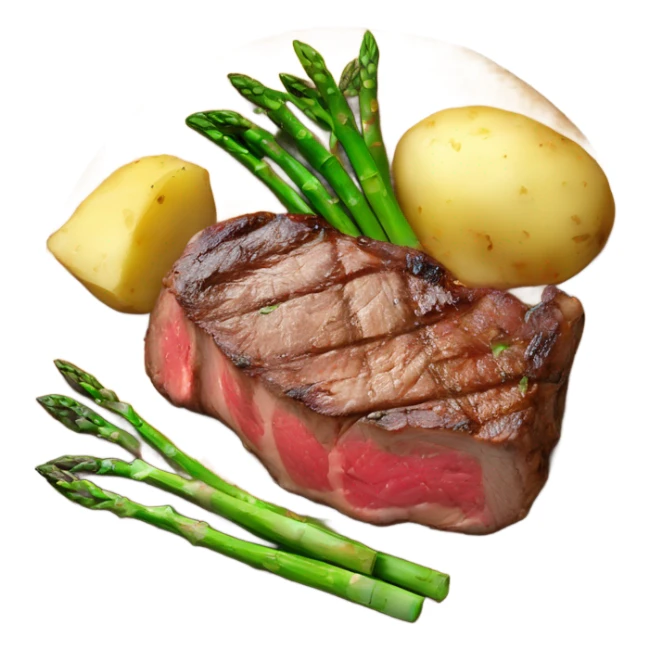 big steak, with potatoes and asparagus  sticker