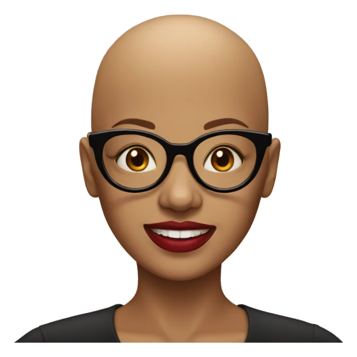 Bald person, a woman with glasses and red lipstick  sticker