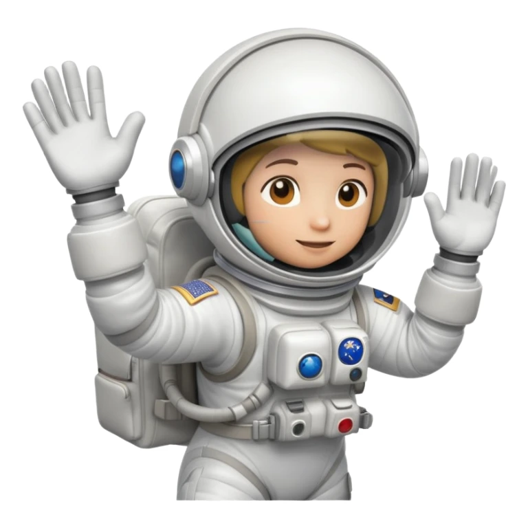astronaut in white space suit with helmet, gloves and backpack floating in space sticker