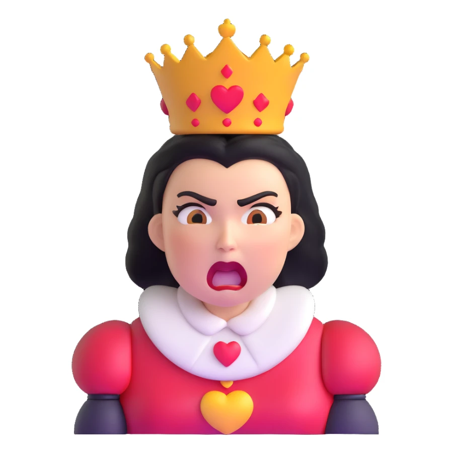 Queen of Hearts from Alice in Wonderland, angry expression, shouting sticker