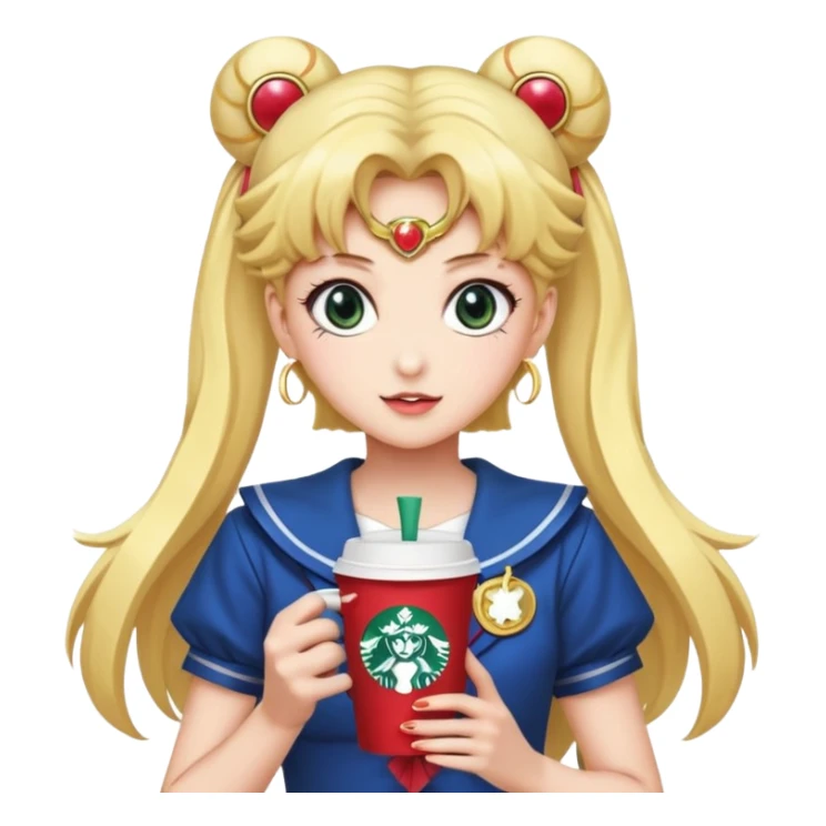 A sailor moon anime and hand and coffee and Starbucks sticker