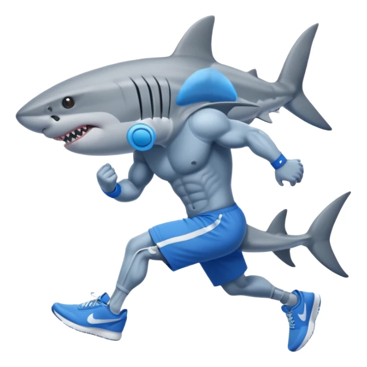 Shark with legs wearing blue Nikes sticker