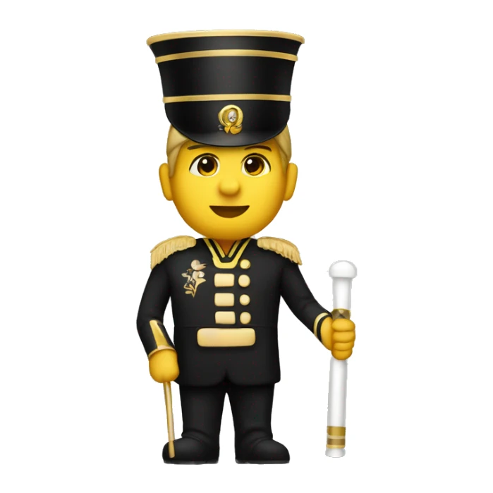 A marching band drum major in a black and gold uniform  sticker