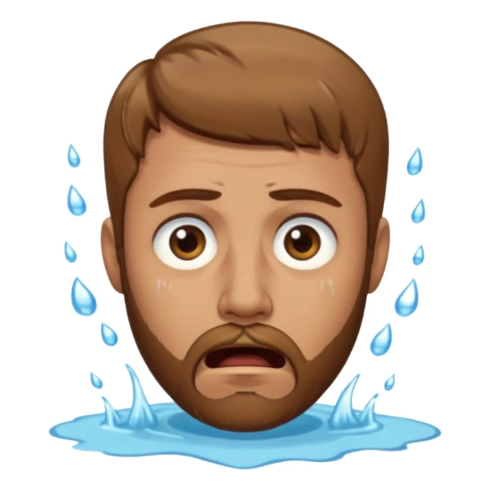 A man with light brown hair and a short brown beard making a wah cry face sticker