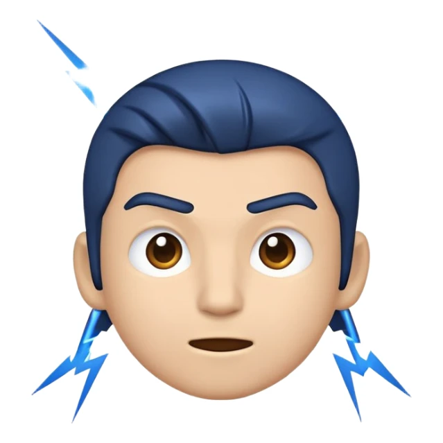 Create an emoji named Ali in dark blue and animated with lightning and special lines. sticker