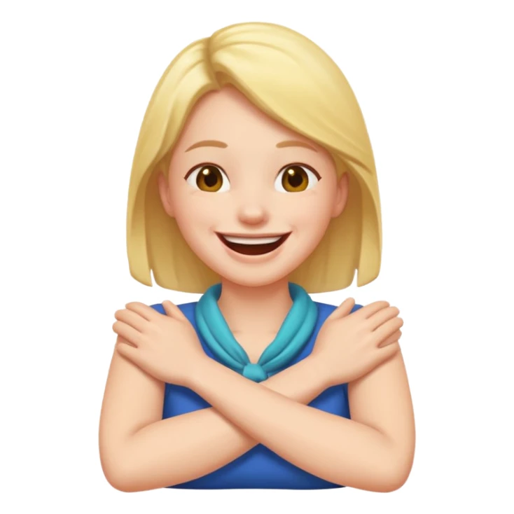 Person laughing with there arms crossed around there neck sticker