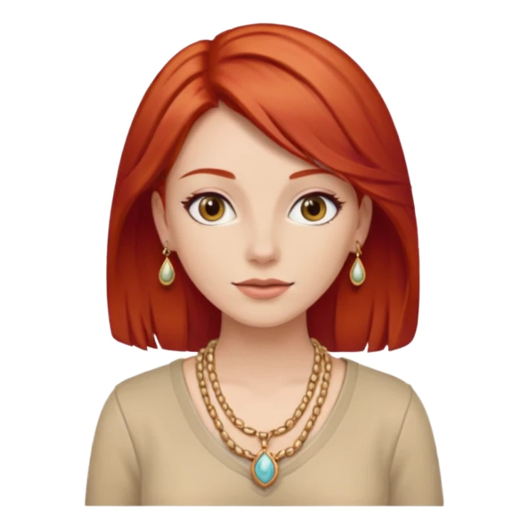 lady-in-beige-clothes-,-red-hair,-wearing-necklace sticker