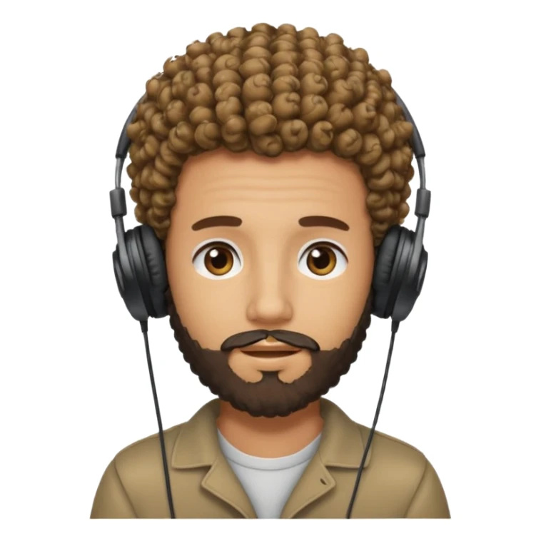 curly haired with headphones in and beard boy sticker
