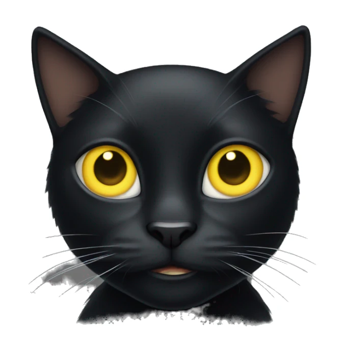 black cat with pointed ears, yellow eyes and a white spot on his chest sticker